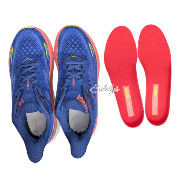 HOKA ONE ONE Clifton 9 Evening Sky Coral Blue Run Walking Sneaker Womens 9B - Picture 10 of 12